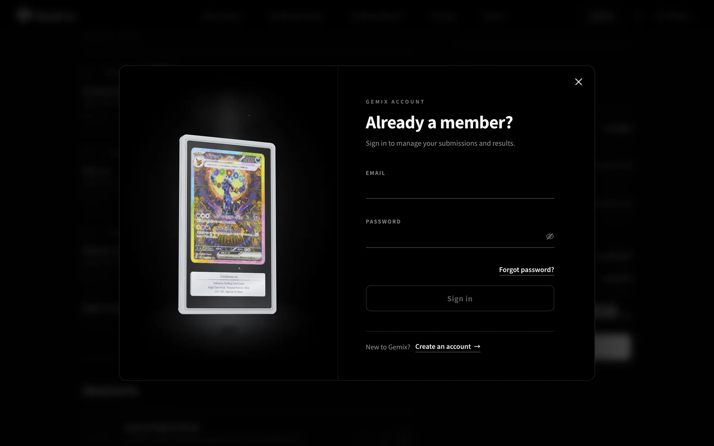 Submission screen:Sign in